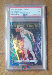2022 NBA HOOPS Luka Doncic "Prime Twine" /25 "Artist Proof" HOLO PSA 7 NEAR MINT
