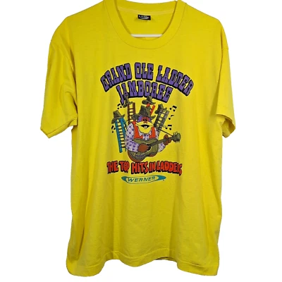 Vintage Grand Ole Ladder Jamboree 90s T Shirt Adult XL Single Stitch Yellow - Image 1 of 4