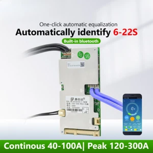 Smart LiFePO4 BMS 6S - 22S Bluilt-in Bluetooth 40A 80A 100A Balance Board Uart - Picture 1 of 18