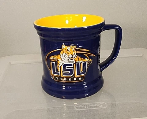 LSU Tigers Coffee Mug Raised Graphics Purple Gold Coffee Cup Louisiana State Cover