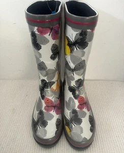Women's, Girls, Beck, Wellies, Wellington boots, Grey, UK3 EU36, Butterfly, BNWT - Picture 1 of 6