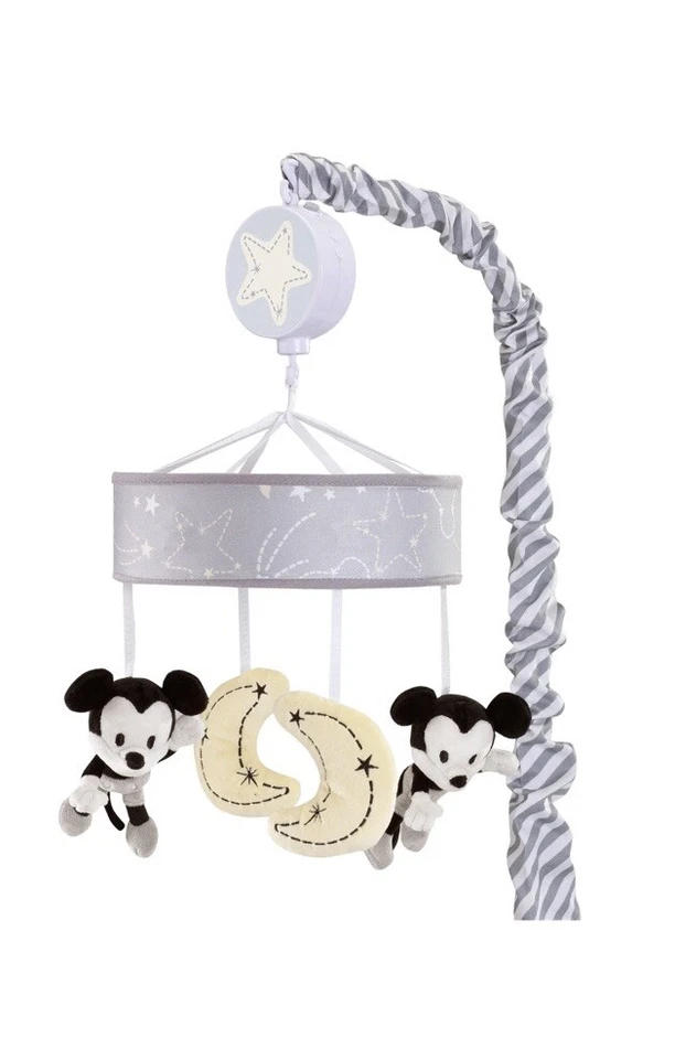 Disney Baby Mickey Mouse Gray/Yellow Musical Baby Crib Mobile by Lambs & Ivy - Image 1 of 4