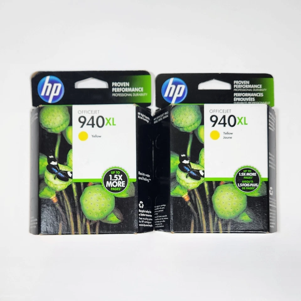 2x HP 940XL Yellow High Yield Ink Cartridge C4909AN EXP:2016 - Image 1 of 1