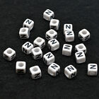 WHITE CUBE ALPHABET BEADS - SINGLE LETTERS A - Z - ACRYLIC BEADS 6mm