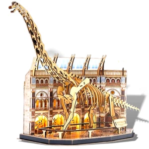 3D Wooden Puzzles DIY Mechanical Wood Miniature Dinosaur Museum Building Model - Picture 1 of 8
