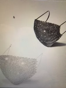 NEW- 2 Rhinestone Breathable Mesh Face Masks - 1 black, 1 white - Sea - Picture 1 of 2
