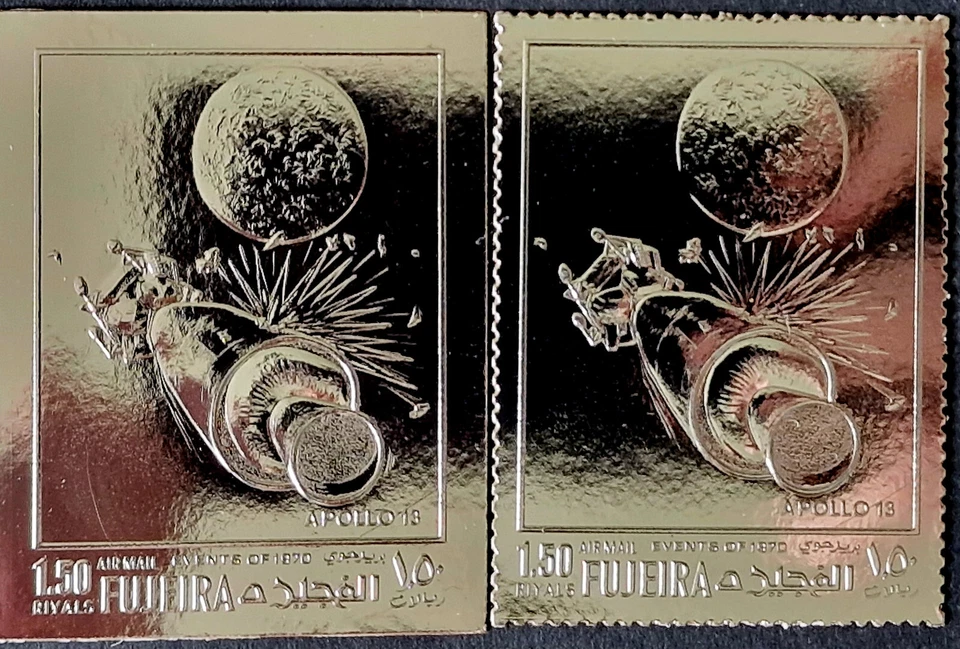 Emiratos Árabes Unidos 1970 perf + imperf - MNH - Fujeira Space plata 2 estampillas Foto 1 de 4