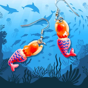 Happy Swim People Earrings--Mermaids - Picture 1 of 3