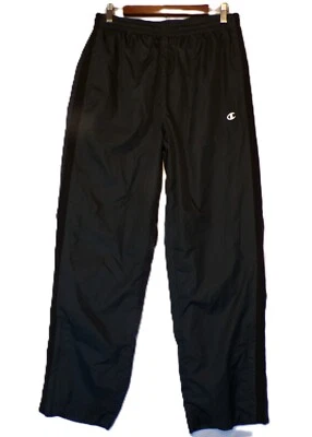 Pantalones Champion Para Hombre TALLA M Negros Forrados Pista Calentamiento Cremallera Jogger Cortavientos Y2K Foto 1 de 4