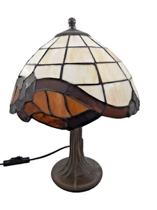 Tiffany Style Table Lamp Solid With Glass Shade And Metal Base Top ✅ - Picture 1 of 8