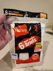 Hanes Boys Tagless White Briefs M/M 10-12 2016 6 Pack - Picture 1 of 5