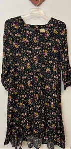 There Abouts Girls -Large 14/16 Plus- Black Floral Long Flowy Dress! A3630 - Picture 1 of 9
