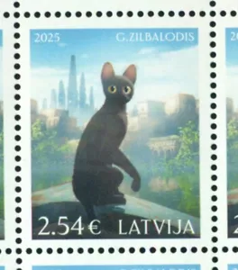 LATVIA 2025 STRAUME FLOW CARTOON CAT 1st TYPE MULTI-LOT (read details) - Picture 1 of 2