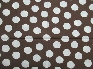 POLKA DOT 2" Large White Brown Background Vintage Cotton Fabric 20" X 60" W NEW - Picture 1 of 3
