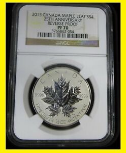 2013  CANADA 1/2 oz 9999 silver $4 MAPLE NGC  REVERSE PF 70 UC