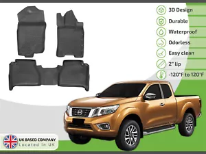 3D Car Mats Rubber Floor Mats For Nissan Navara NP300 2016-Up Allweather - Picture 1 of 12