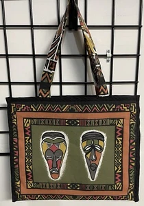 Markenlos Tribal Print Beuteltasche Schultertasche schwarz orange 12" x 15" x 1" - Bild 1 von 7