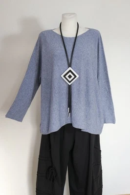 Lagenlook Pullover Tunika Strick Oversize Basic EG 46 48 50 52 54  hell blau - Bild 1 von 4