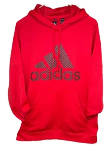 Adidas Hoodie Herren L rot schwarz Climawarm gefüttert Kapuze Kängurutasche Langarm - Bild 1 von 10