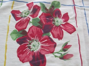 Vintage Wilendur floral cotton tablecloth 50 x 52 inches retro MCM - Picture 1 of 6