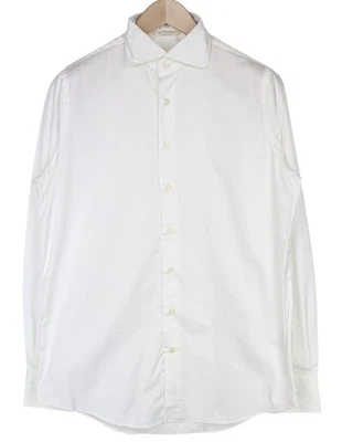 Suitsupply Uomo Camicia Formale ~ S Bianco Twill Puro Cotone Slim Classica - Immagine 1 di 4