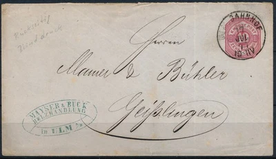 GERMANY - WURTTEMBERG 1877, NICE CLASSIC COVER TO GEISLINGEN. #A943 - Image 1 of 2