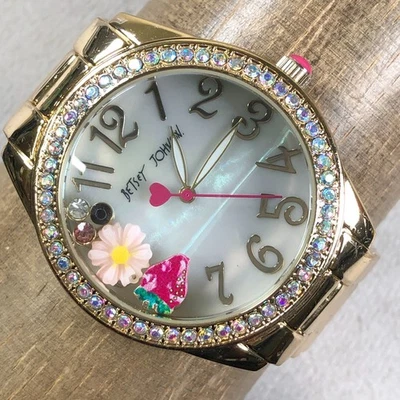 Reloj Betsey Johnson Mujer BJW060 Vestido Pavé MOP Tono Dorado Cuarzo 41mm 7 1/2" Foto 1 de 4