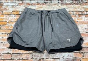 Three Nails Shorts Adult Medium Gray Lined Athletic Training Workout Gym Mens - Picture 1 of 13