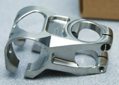 NEW 5DEV 2-Bolt Titanium Stem, 1 1/8", 31.8mm/35mm Bar Clamp, 48mm Length Raw Ti - Image 1 of 4