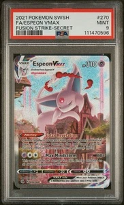 2021 POKEMON SWORD & SHIELD FUSION STRIKE SECRET #270 FULL ART/ESPEON VMAX PSA 9 - Picture 1 of 2