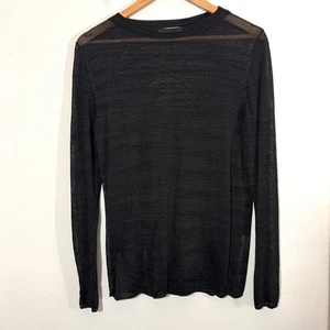 MM Lafleur transparenter schwarzer Langarm Strickpullover Oberteil - Bild 1 von 13