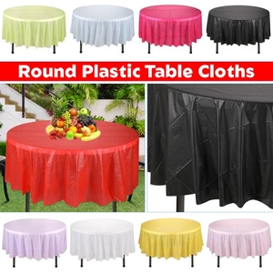 Round Vinyl Table Cover – Large Plastic Wipe Clean Tablecloth for Parties - Picture 1 of 91
