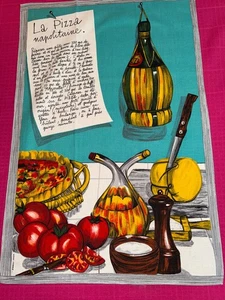 Torchon ancien 1970  Vony  recette Pizza Napolitaine - Picture 1 of 5