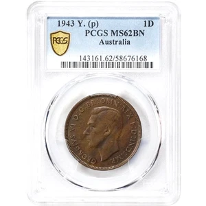 Australien Penny 1943 Y (P). PCGS MS 62 BRANDNEU. KM-36 - Bild 1 von 2
