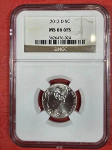 2012 D Jefferson Nickel NGC MS 66 6FS | 6 Full Steps Uncirculated BU - Picture 1 of 2
