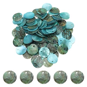 120Pcs Shell Beads for Jewelry Making, Flat Shell Coin, Sky Blue - Picture 1 of 6