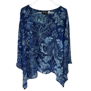Poncho Bob Mackie indossabile arte leggero floreale trasparente scintillante Boho Coastal XL - Foto 1 di 8