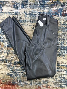 NWT Rag & Bone Nina High Waist Pull On Faux Leather Skinny Pants Black Sz Medium - Picture 1 of 15