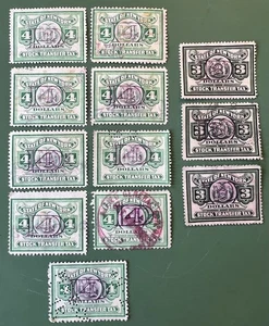 12 Vintage New York Stock Transfer Tax Stamps $3 & $4 Mixed Revenue Lot - Picture 1 of 2