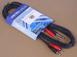 CONTROL CABLES 2 Mono Jacks to 2 Phono Plugs 3m/10' NEW - Picture 1 of 1