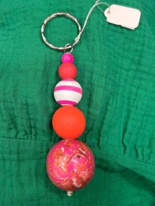 Anna Chandler Bobble Keychain - Pink Orange Floral - Picture 1 of 1