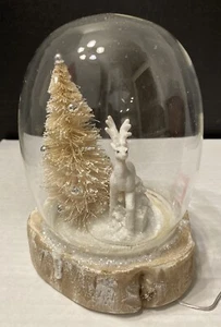 Macy’s Christmas Reindeer Snow Tree Lighted Globe Lantern Glittery 2016 - Picture 1 of 10