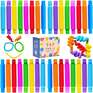 32Pack Pop Tubes, Fidget Tubes for Children and Adult Sensory Fidget Toy Set for - Picture 1 of 7