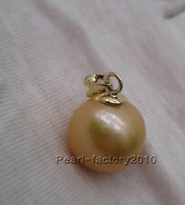 AAA 12-13 mm golden natural south sea pearl pendant 14K Yellow Gold
