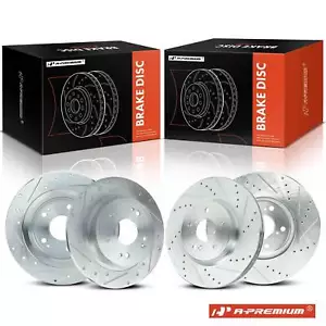 A-Premium Drilled Brake Rotor Front & Rear Driver & Passenger for Honda Accord - Foto 1 di 9
