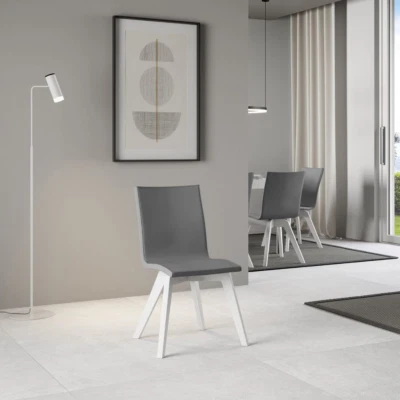 Sedia da cucina Trudy - similpelle Grigio e gambe Bianco - Immagine 1 di 2