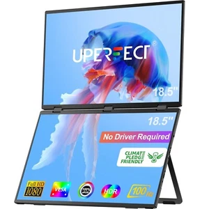 Delta 18.5” 100Hz Dual Portable Monitor - 1080P HDR, Folding, No Driver Needed - Picture 1 of 13