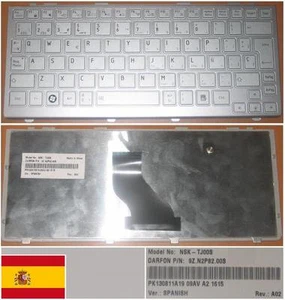 Keyboard qwerty Spanish TOSHIBA NB200 NSK-TJ00S 9Z.N2P82.00S PK130811A19 Grey - Picture 1 of 1