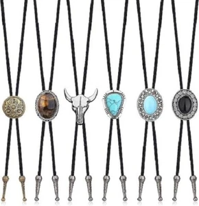 6Pc Handmade Bolo Tie for Men Western Cowboy Leather Necktie Costume Accessorie - Picture 1 of 1