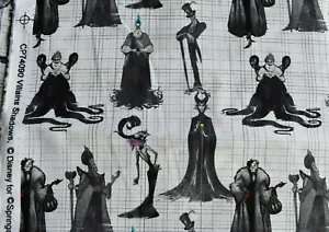 CRUELLA VILLAINS DISNEY SHADOW PRINT 100% COTTON FABRIC 12X43 INCHES - Picture 1 of 4